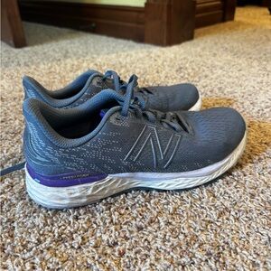 New Balance Gray and Purple Athletic Shoes with Breathable Mesh